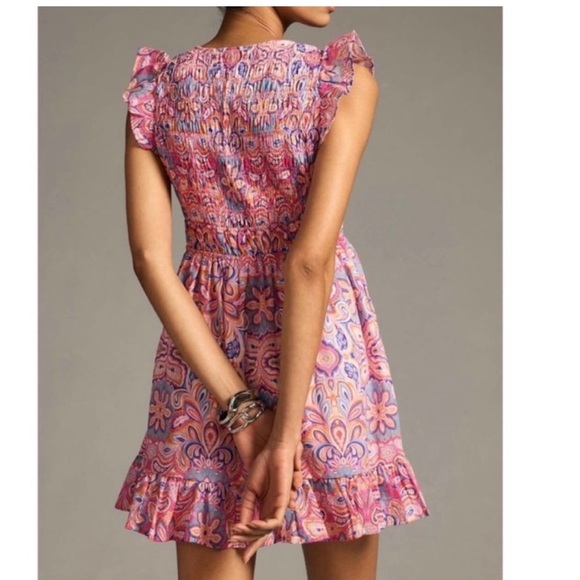 Anthropologie The Peregrine Pink and Purple Floral Mini Dress Size XS - Picture 2 of 12